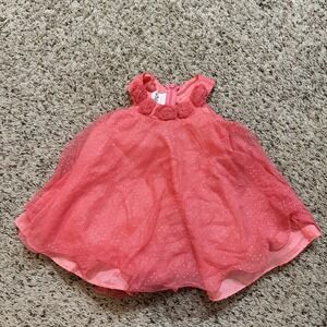 Bonnie Baby 18M Coral Tulle Glitter Dot Sleeveless Party Wedding Holiday Dress
